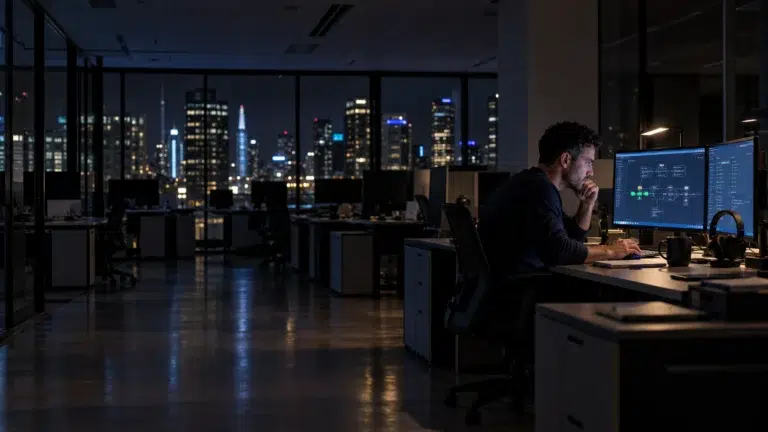 IT support professional responding to an after-hours system alert