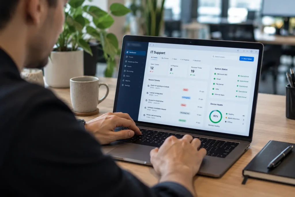 Business user accessing an IT support portal