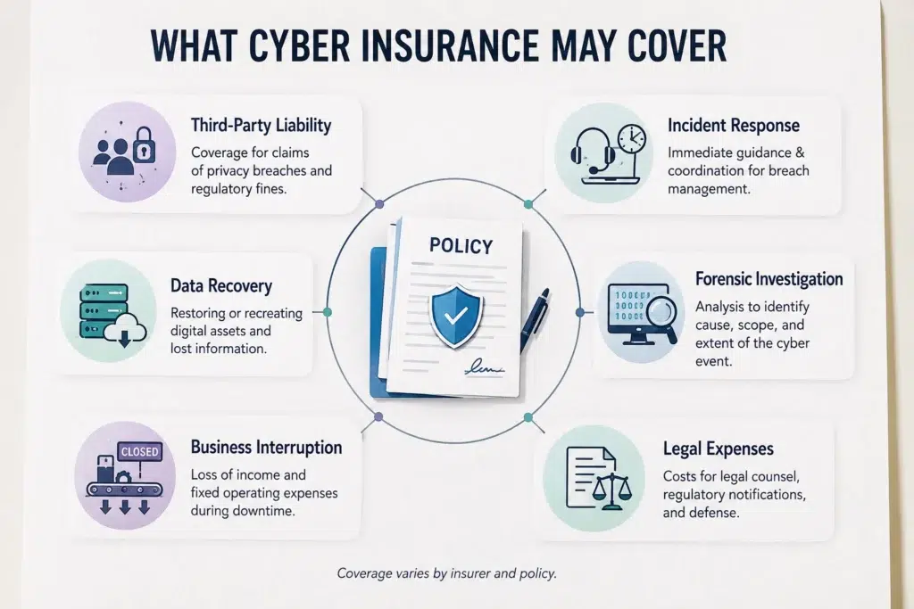 Common areas of coverage for cyber insurance in Australia