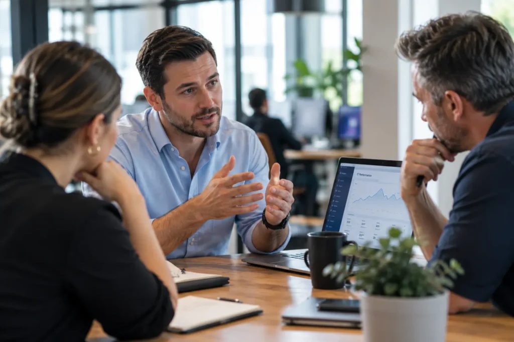 IT consultant discussing business technology requirements