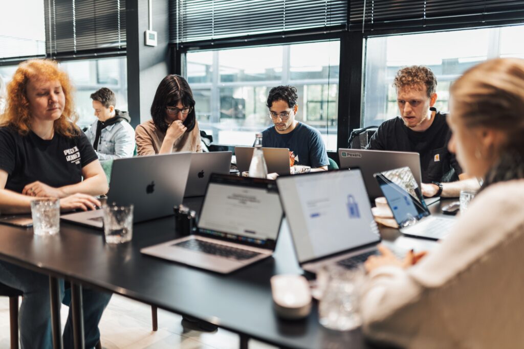 Business employee working remotely while collaborating through Microsoft 365