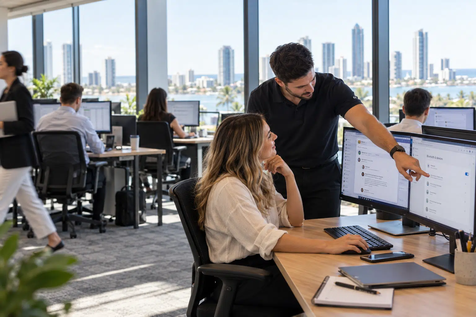 IT professional providing support to a Gold Coast business employee