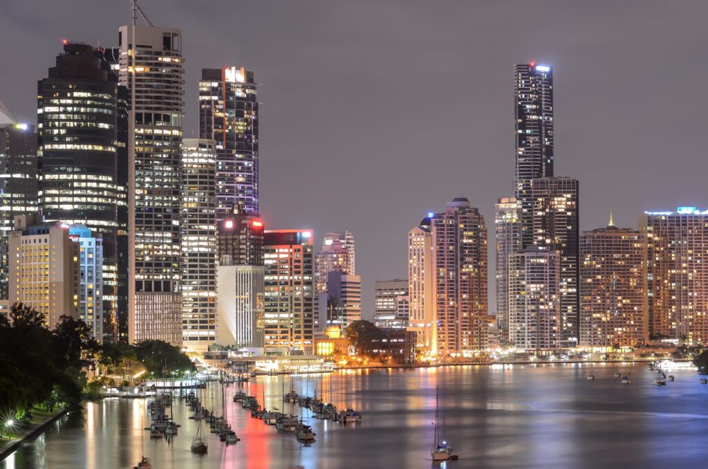 Business district representing local managed IT services in Brisbane for support.